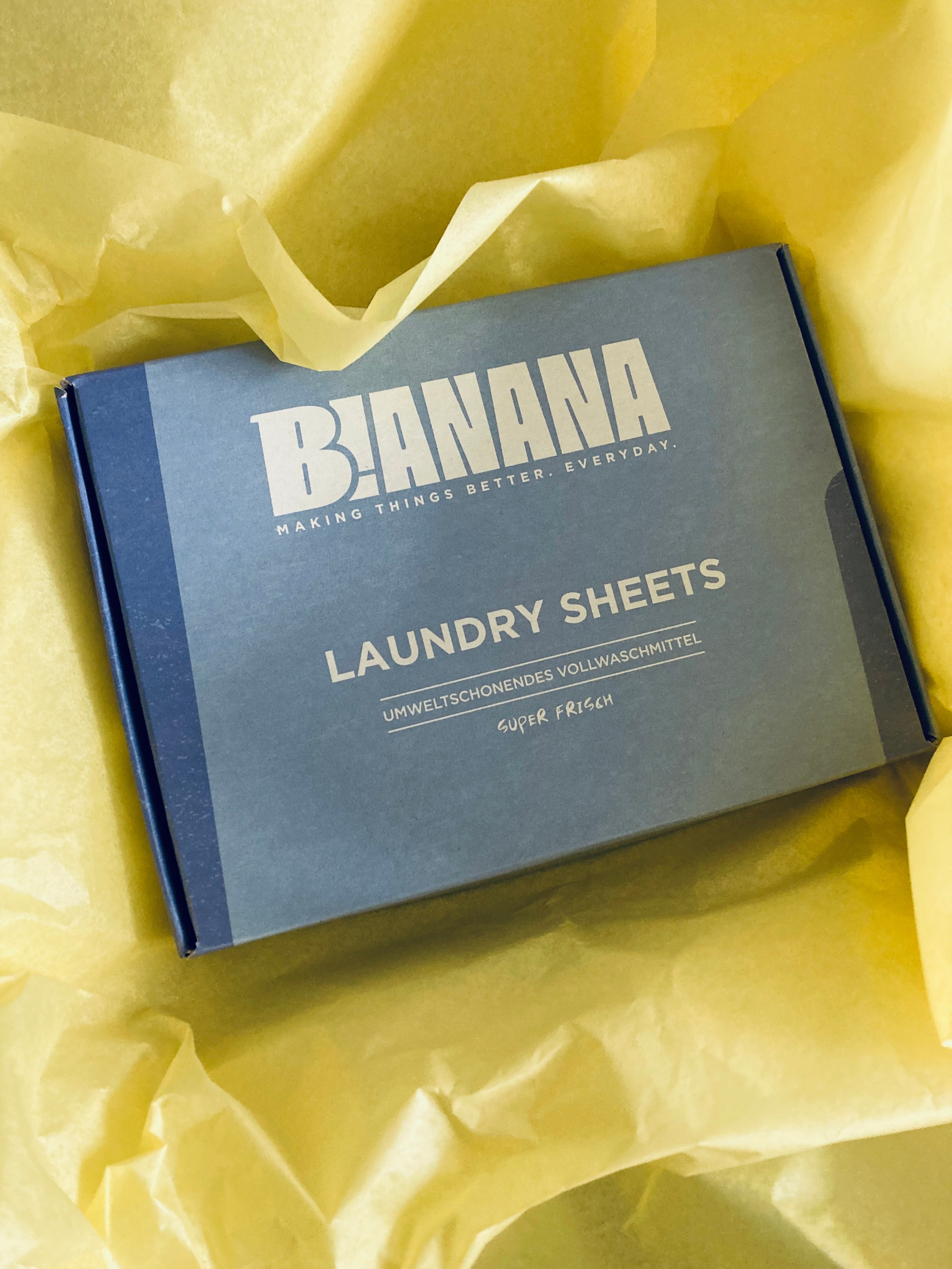 Laundry Sheets Super frisch auf gelben Seidenpapier